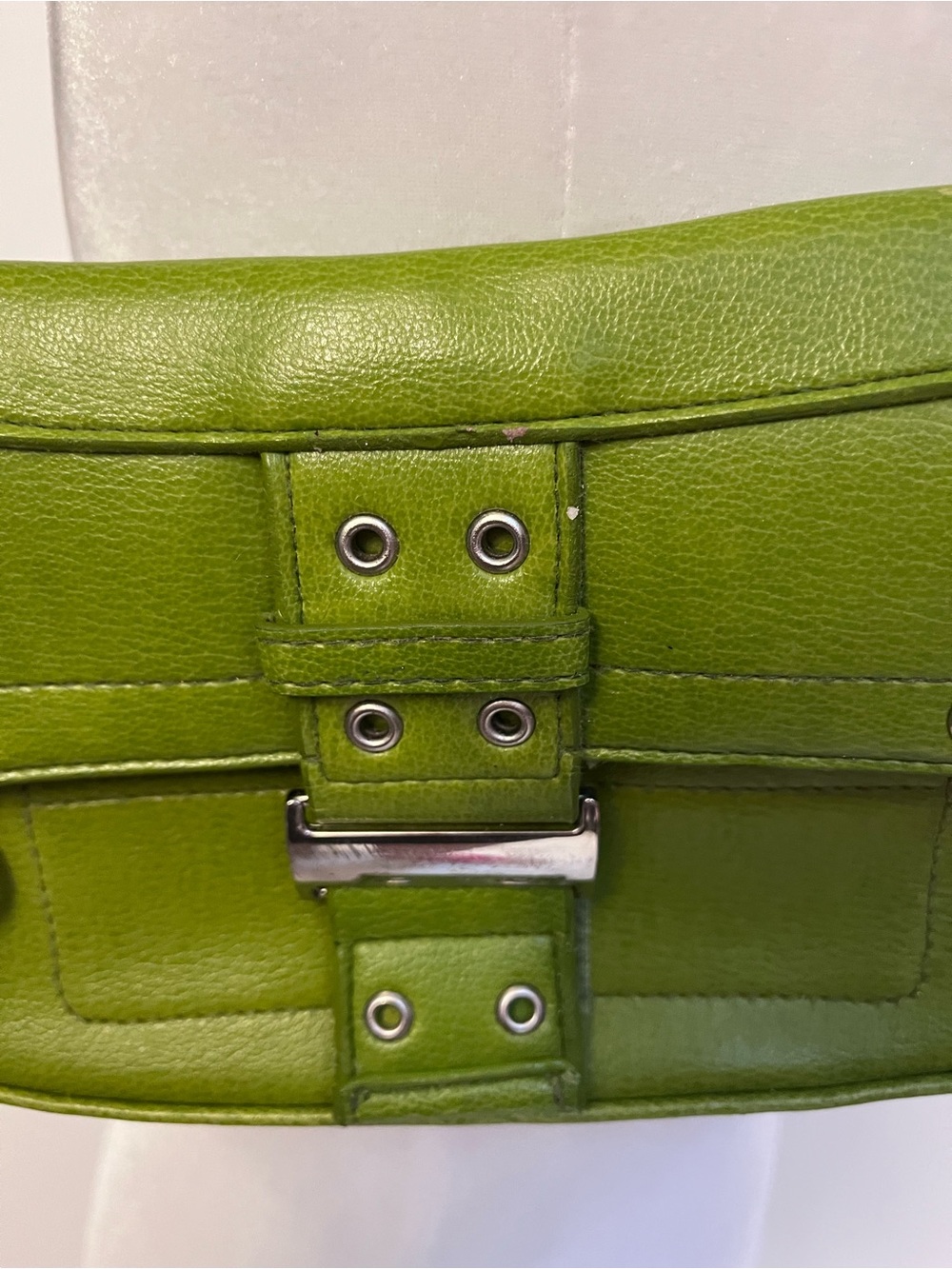 Chartreuse & Silver Shoulder Bag Vintage? Small Purse Lime Green Y2K 2000s - Picture 2 of 9